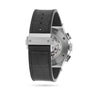 Back view of a Hublot Classic Fusion Chronograph Titanium featuring a black leather strap, titanium case, stainless steel clasp, and visible self-winding movement.