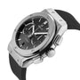 The Hublot Classic Fusion Racing Grey Chronograph Titanium wristwatch, featuring a titanium case, grey dial, and black strap, is displayed at an angle.