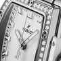Close-up of a Hublot Spirit Of Big Bang Steel White Diamonds watch, featuring a diamond bezel and metallic hour markers, showing the time at about 10:08.