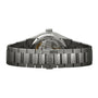 Back view of the Girard-Perregaux Laureato 42, featuring a stainless steel case, transparent case back that reveals the mechanical movement, and a metal link bracelet with clasp.