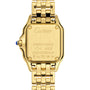 Back view of the Panthère de Cartier watch by Cartier, highlighting the engravings and markings on its gold case and bracelet.