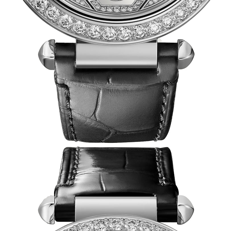 Close-up of Cartier Panthère Jewelry featuring silver accents and round diamonds.