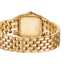 Close-up of the Panthère de Cartier by Cartier in yellow gold, highlighting its “Swiss Made” marking and the elegant details of its metal link bracelet.