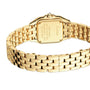Close-up of the back of the Cartier Panthère de Cartier Small Model, highlighting its yellow gold metal bracelet and engraved case back details.