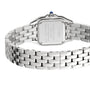 Back view of the Panthère de Cartier Small Model by Cartier, showcasing its engraved stainless steel case back and sophisticated metal bracelet.
