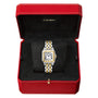 A Panthère de Cartier two-tone wristwatch by Cartier, presented in a red Cartier box with a black velvet interior.