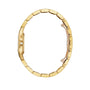 Side view of the Cartier Panthère De Cartier Watch in 18K yellow gold, showcasing a linked bracelet and a decorative crown set with a small gemstone.