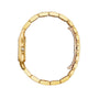 Side view of the Panthère De Cartier Watch by Cartier in 18K yellow gold, showcasing a linked bracelet and a single gemstone set on the case.