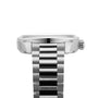 Side view of a silver metal OMEGA Seamaster Aqua Terra 150M wristwatch with linked bracelet, visible crown, and 8800 calibre movement on a white background.