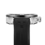 Side view of the Tissot T-Touch Connect Solar, featuring a black rubber strap, titanium case, visible BACK button, and advanced solar power reserve.
