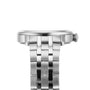 Side view of the Tissot Classic Dream Swissmatic watch, showcasing its stainless steel bracelet, case, and crown, with reliable Swissmatic automatic movement, set against a white background.