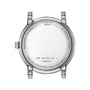 Back view of a Tissot Carson Premium Moonphase case showing engravings for sapphire crystal, stainless steel, 5 bar water resistance, reference T122223A, and serial number 987 BLV 123.