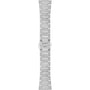 Silver metal Tissot PRX watch band with brushed finish and clasp engraved TISSOT 1853, displayed on white. Ideal for pairing with quartz movement and sapphire crystal models.