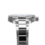 Side view of the TAG Heuer Aquaracer Professional 300 Date dive watch with a stainless steel case, highlighting the bezel, crown, and metal bracelet against a white background.