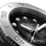 Close-up of the TAG Heuer Aquaracer Professional 200 Date watch face with diamond hour markers, black mother-of-pearl dial, brand logo, and Automatic 200 m / 660 ft text.