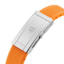 A stainless steel clasp engraved with the TAG Heuer logo is fitted to the orange rubber strap, giving the Aquaracer Professional 1000 Superdiver a sporty appearance and boosting its water resistance.