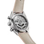 Close-up of the transparent case back of the TAG Heuer Carrera Chronograph, revealing its inner mechanical movement.