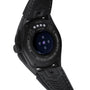 Close-up of the TAG Heuer Special Edition Connected Calibre E4 x Oracle Red Bull Racing Edition smartwatch’s back, showing the team branding, visible sensor, model info, sapphire crystal label, and a rubber strap—ideal for racing watch faces.