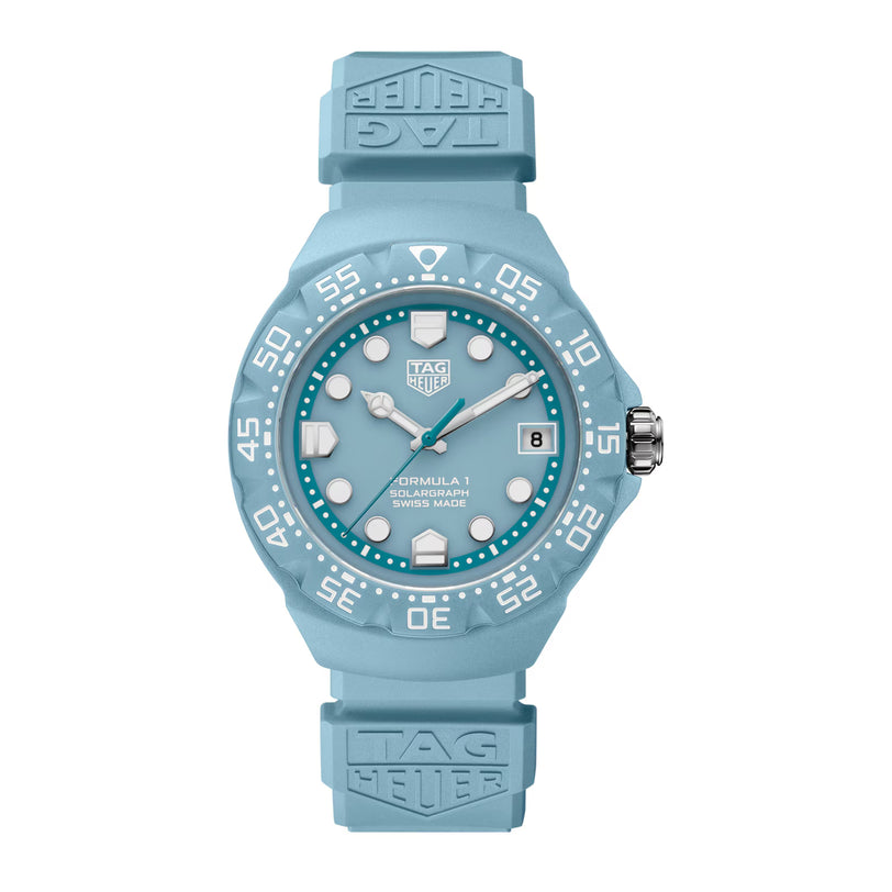 Blue TAG Heuer watch on a white background