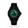 The Breitling Superocean Automatic 44 dive watch has a black dial, stainless steel case, and green luminescent hour markers and hands, all displayed on a plain white background.