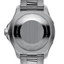 The back of the Breitling Superocean Automatic 44 displays a stainless steel case engraved with its model number, water resistance, and certification details.