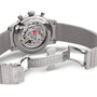 Back view of the Breitling Top Time B01 Chevrolet Corvette shows its exposed Manufacture Calibre 01 movement, stainless steel mesh bracelet, and engraved BREITLING clasp.