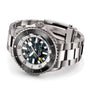 The Breitling Superocean Automatic 46 Super Diver, featuring a stainless steel and titanium case, black and gray camouflage dial, rotating bezel, and metal link bracelet, is displayed against a white background.