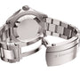 A Breitling Superocean Automatic 46 Super Diver watch is shown from the back with an open clasp, revealing the engraved brand name, certification details, and featuring the renowned Breitling 10 calibre.