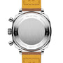Close-up of the back of the Breitling Top Time B01 Racing, featuring a leather strap, stainless steel case, and engraved text highlighting its modern-retro style.