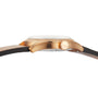 Side view of the Oris Big Crown Pointer Date 80th Anniversary Edition, bronze with a green dial, domed crystal, visible Oris crown, and brown leather strap.