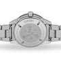The back of the Rado Captain Cook Automatic watch showcases engraved seahorses, stars, and text highlighting its water resistance and Swiss-made vintage design.