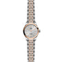 The TUDOR 1926 is a two-tone watch with a silver and rose gold bracelet, round silver dial, gold hour markers, rose gold bezel, date at 3 oclock, and powered by the mechanical caliber 2671.