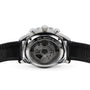 Back view of the IWC Schaffhausen Portugieser Chronograph showcasing a transparent case back, visible 69355 calibre movement, and engraved stainless steel case.