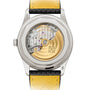 Back view of the Patek Philippe Calatrava 6007G-001, featuring a see-through case that reveals its detailed gold and silver inner mechanics.