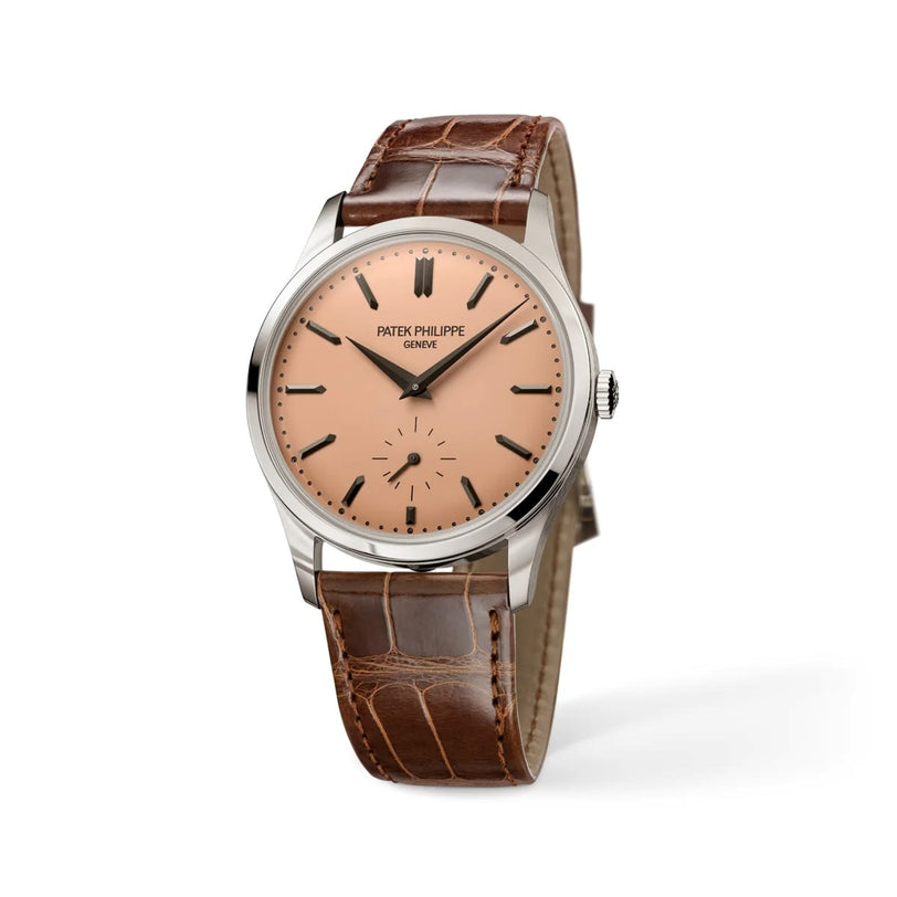 The Patek Philippe Calatrava Platinum 6196P-001 is a luxury watch featuring a platinum case and elegant design by the renowned brand.