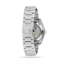 The Grand Seiko Hi-Beat Heritage wristwatch is crafted from Ever-Brilliant Steel, featuring a visible automatic movement through its transparent case back and a clasp engraved with the Grand Seiko logo.