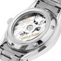 Close-up of the back of a Grand Seiko Hi-Beat Heritage wristwatch showing the exposed hi-beat movement through its transparent case back.
