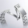 Grand Seiko Spring Drive U.F.A Evolution 9 watch bracelet in silver metal, featuring a partially open deployment clasp, displayed on a light background.