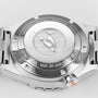 Close-up of the back of the DOXA Sub 600T Professional dive watch, showcasing engraved text, logo, and a stainless steel bracelet.