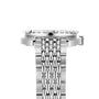 Side view of the DOXA Army Stainless Steel wristwatch by DOXA, featuring a textured metal bracelet and ridged rotating bezel, set against a white background.