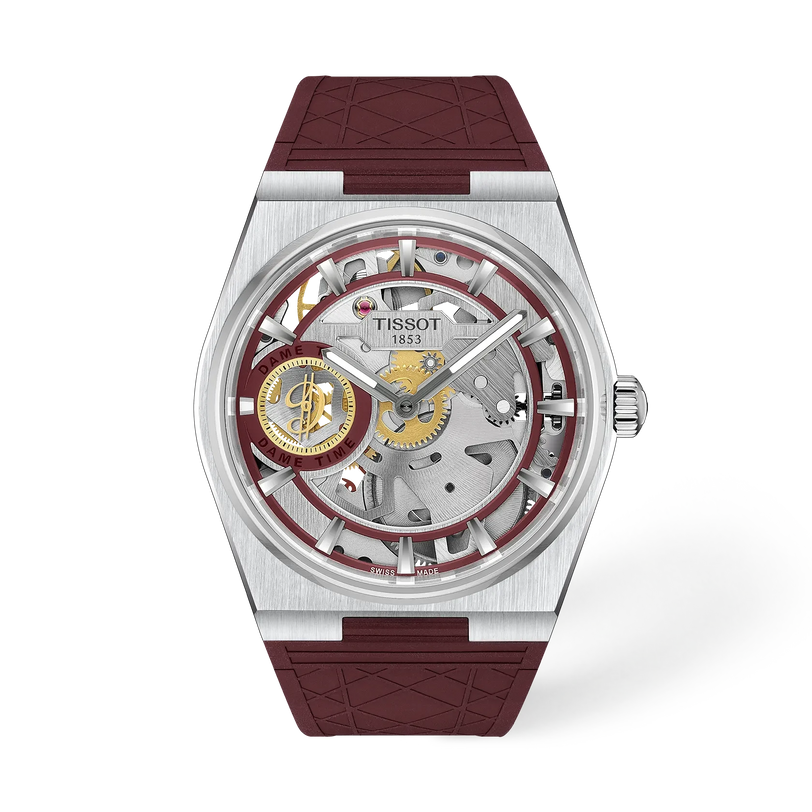 PRX Damian Lillard Special Edition 2026 | Silver Dial, Burgundy Rubber Strap, and Leather Strap