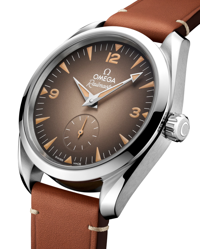 OMEGA Seamaster Railmaster Brown Dial Leather Strap