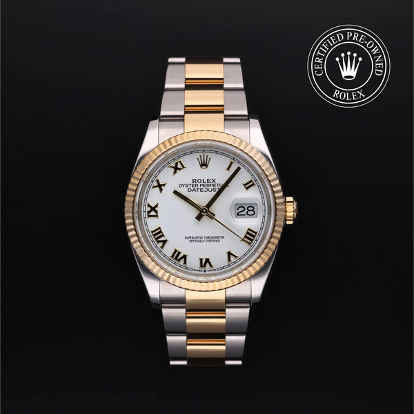 Rolex Certified Pre-owned Datejust M126233-0030 front on black background
