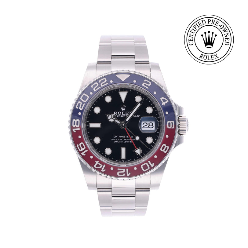 Rolex Certified Pre-owned GMT M126710BLRO-0002 front on white background
