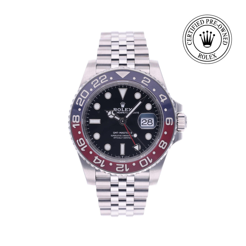 Rolex Certified Pre-owned GMT M126710BLRO-0001 front on white background