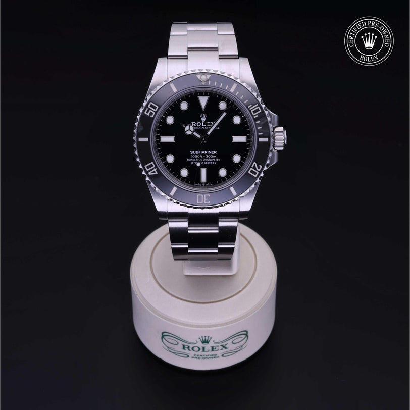 Rolex Certified Pre-owned Submariner M124060-0001 front on black background