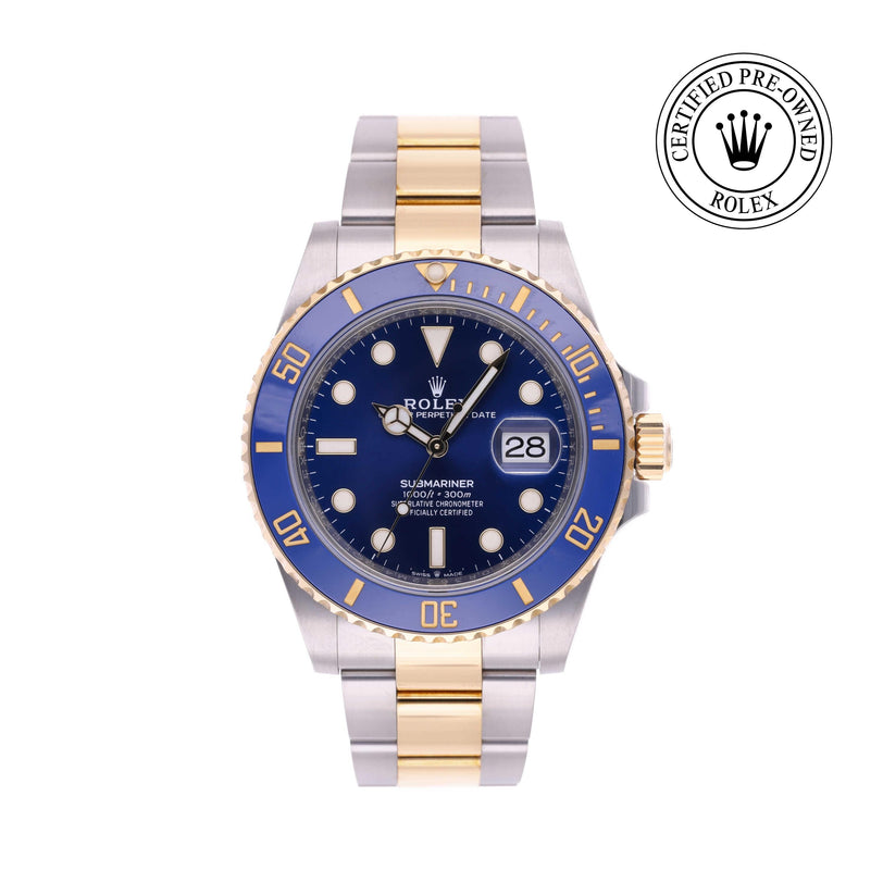 Rolex Certified Pre-owned Submariner M126613LB-0002 front on white background