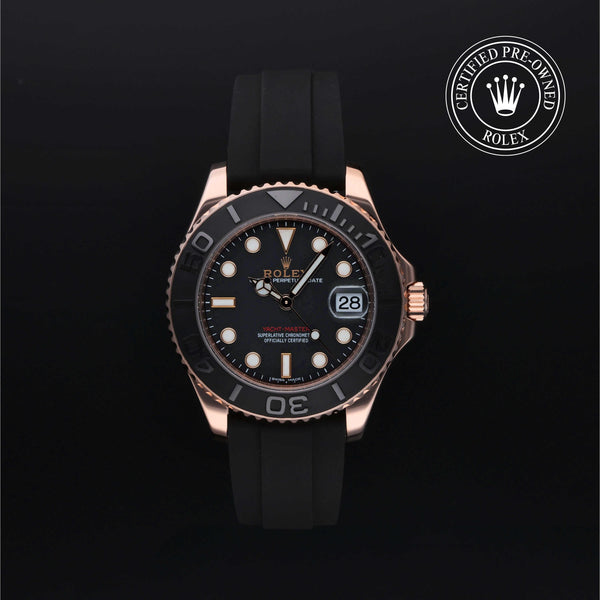 Rolex Certified Pre-owned Yacht-Master M268655-0002 front on black background