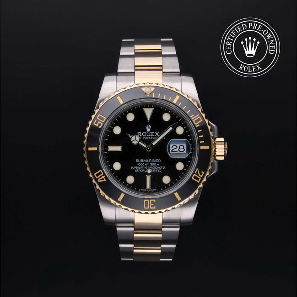 Rolex Certified Pre-owned Submariner M116613LN-0001 front on black background