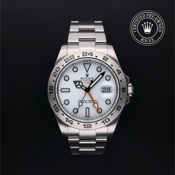 Rolex Certified Pre-owned Explorer M216570-0001 front on black background